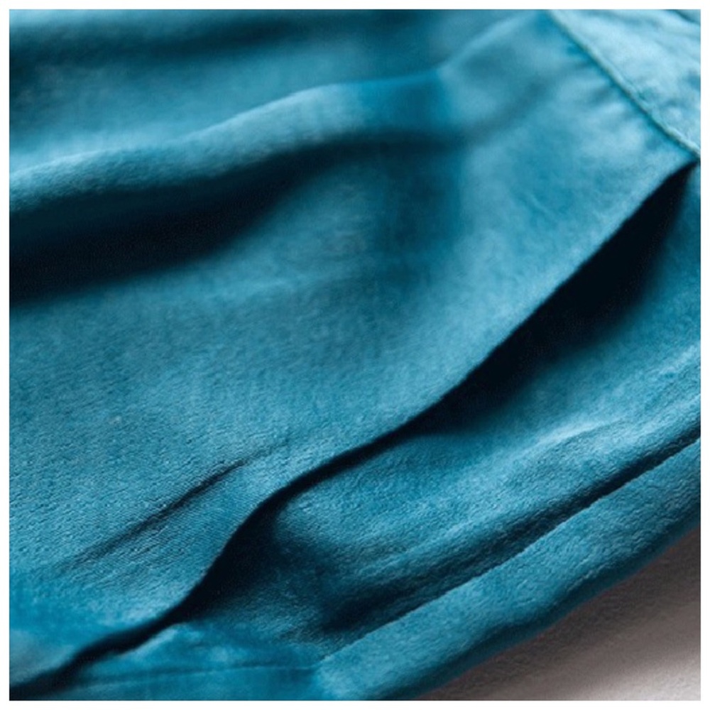 Silk Blue Teal Draping Top & Pant Set - Picture 4 of 12